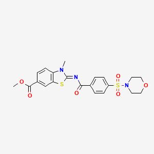 molecular formula C21H21N3O6S2 B2437702 (E)-甲基 3-甲基-2-((4-(吗啉磺酰基)苯甲酰)亚氨基)-2,3-二氢苯并[d]噻唑-6-羧酸酯 CAS No. 850909-13-6