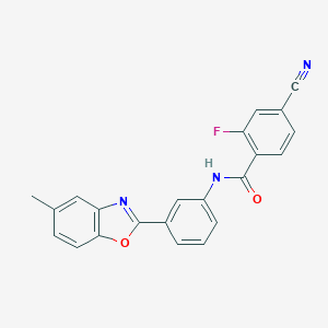 4-cyano-2-fluoro-N-[3-(5-methyl-1,3-benzoxazol-2-yl)phenyl]benzamide