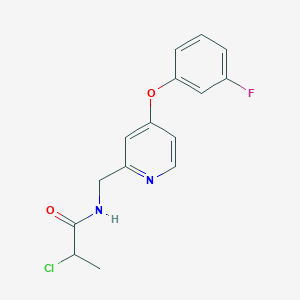 molecular formula C15H14ClFN2O2 B2437710 2-Chloro-N-[[4-(3-fluorophenoxy)pyridin-2-yl]methyl]propanamide CAS No. 2411290-69-0