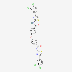 molecular formula C32H18Cl4N4O3S2 B2437716 N-[4-(3,4-dichlorophenyl)-1,3-thiazol-2-yl]-4-(4-{[4-(3,4-dichlorophenyl)-1,3-thiazol-2-yl]carbamoyl}phenoxy)benzamide CAS No. 476296-14-7