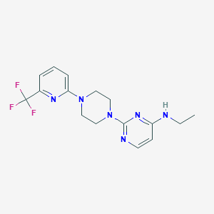 molecular formula C16H19F3N6 B2437724 N-Ethyl-2-[4-[6-(trifluoromethyl)pyridin-2-yl]piperazin-1-yl]pyrimidin-4-amine CAS No. 2415603-48-2
