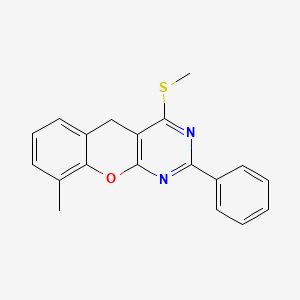 molecular formula C19H16N2OS B2437730 9-甲基-4-(甲硫基)-2-苯基-5H-色烯并[2,3-d]嘧啶 CAS No. 866870-96-4