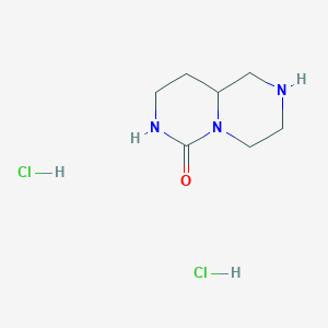 molecular formula C7H15Cl2N3O B2437742 六氢-1H-吡嗪并[1,2-c]嘧啶-6(2H)-酮二盐酸盐 CAS No. 2230802-78-3