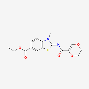 Ethyl 2-(2,3-dihydro-1,4-dioxine-5-carbonylimino)-3-methyl-1,3-benzothiazole-6-carboxylate