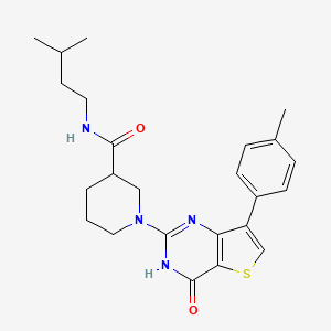 molecular formula C24H30N4O2S B2437748 N-(3-methylbutyl)-1-[7-(4-methylphenyl)-4-oxo-3,4-dihydrothieno[3,2-d]pyrimidin-2-yl]piperidine-3-carboxamide CAS No. 1243044-49-6