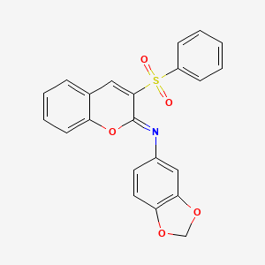 molecular formula C22H15NO5S B2437749 3-(benzenesulfonyl)-N-(1,3-benzodioxol-5-yl)chromen-2-imine CAS No. 1322206-18-7