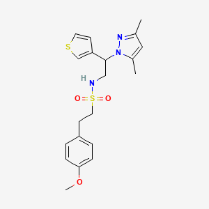 molecular formula C20H25N3O3S2 B2437750 N-(2-(3,5-dimethyl-1H-pyrazol-1-yl)-2-(thiophen-3-yl)ethyl)-2-(4-methoxyphenyl)ethanesulfonamide CAS No. 2034347-54-9