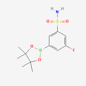 molecular formula C12H17BFNO4S B2437751 3-Fluoro-5-(tetramethyl-1,3,2-dioxaborolan-2-yl)benzene-1-sulfonamide CAS No. 1843194-49-9