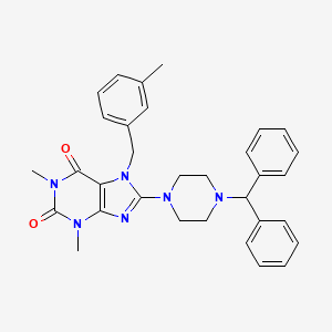 8-(4-Benzhydrylpiperazin-1-yl)-1,3-dimethyl-7-[(3-methylphenyl)methyl]purine-2,6-dione