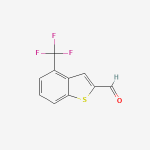 molecular formula C10H5F3OS B2437756 苯并[b]噻吩-2-甲醛，4-(三氟甲基)- CAS No. 908566-20-1