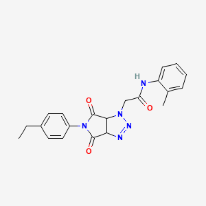 molecular formula C21H21N5O3 B2437781 2-[5-(4-ethylphenyl)-4,6-dioxo-4,5,6,6a-tetrahydropyrrolo[3,4-d][1,2,3]triazol-1(3aH)-yl]-N-(2-methylphenyl)acetamide CAS No. 1008233-60-0