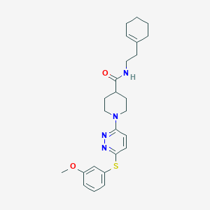 molecular formula C25H32N4O2S B2437789 N-(2-cyclohex-1-en-1-ylethyl)-1-{6-[(3-methoxyphenyl)thio]pyridazin-3-yl}piperidine-4-carboxamide CAS No. 1206994-19-5