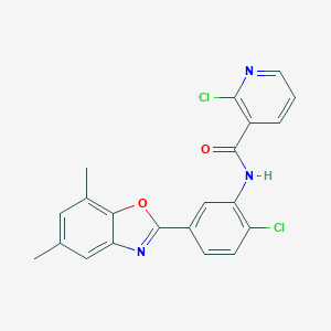 molecular formula C21H15Cl2N3O2 B243779 2-chloro-N-[2-chloro-5-(5,7-dimethyl-1,3-benzoxazol-2-yl)phenyl]nicotinamide 