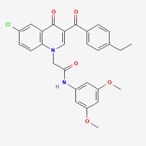molecular formula C28H25ClN2O5 B2437799 2-(6-chloro-3-(4-ethylbenzoyl)-4-oxoquinolin-1(4H)-yl)-N-(3,5-dimethoxyphenyl)acetamide CAS No. 895645-73-5