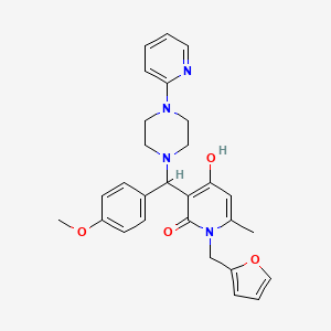 molecular formula C28H30N4O4 B2437805 1-(呋喃-2-基甲基)-4-羟基-3-((4-甲氧基苯基)(4-(吡啶-2-基)哌嗪-1-基)甲基)-6-甲基吡啶-2(1H)-酮 CAS No. 897612-21-4