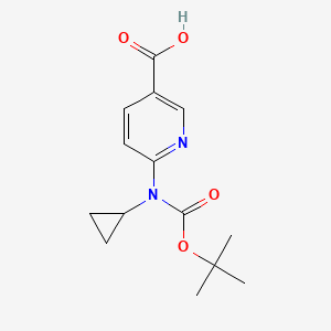 molecular formula C14H18N2O4 B2437807 6-[Cyclopropyl-[(2-methylpropan-2-yl)oxycarbonyl]amino]pyridine-3-carboxylic acid CAS No. 2248375-13-3