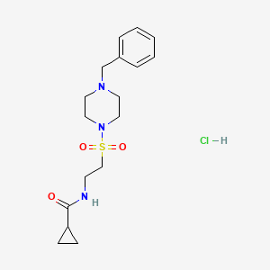 molecular formula C17H26ClN3O3S B2437817 N-(2-((4-benzylpiperazin-1-yl)sulfonyl)ethyl)cyclopropanecarboxamide hydrochloride CAS No. 1189457-90-6