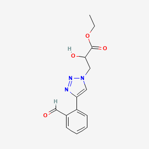 molecular formula C14H15N3O4 B2437818 Ethyl 3-[4-(2-formylphenyl)triazol-1-yl]-2-hydroxypropanoate CAS No. 2411220-28-3