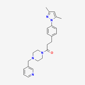 molecular formula C24H29N5O B2437819 3-(4-(3,5-二甲基-1H-吡唑-1-基)苯基)-1-(4-(吡啶-3-基甲基)哌嗪-1-基)丙-1-酮 CAS No. 2034544-00-6