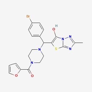 molecular formula C21H20BrN5O3S B2437824 (4-((4-Bromophenyl)(6-hydroxy-2-methylthiazolo[3,2-b][1,2,4]triazol-5-yl)methyl)piperazin-1-yl)(furan-2-yl)methanone CAS No. 851809-79-5