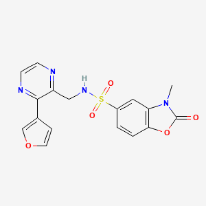 molecular formula C17H14N4O5S B2437825 N-((3-(furan-3-yl)pyrazin-2-yl)methyl)-3-methyl-2-oxo-2,3-dihydrobenzo[d]oxazole-5-sulfonamide CAS No. 2034238-54-3