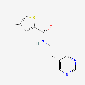 molecular formula C12H13N3OS B2437831 4-methyl-N-(2-(pyrimidin-5-yl)ethyl)thiophene-2-carboxamide CAS No. 2034518-79-9