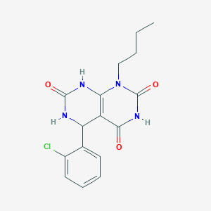 molecular formula C16H17ClN4O3 B2437834 1-butyl-5-(2-chlorophenyl)-5,6-dihydropyrimido[4,5-d]pyrimidine-2,4,7(1H,3H,8H)-trione CAS No. 1172470-16-4