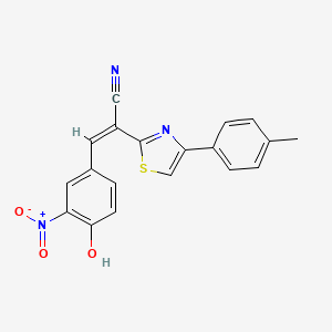 molecular formula C19H13N3O3S B2437845 (Z)-3-(4-hydroxy-3-nitrophenyl)-2-(4-(p-tolyl)thiazol-2-yl)acrylonitrile CAS No. 476673-38-8