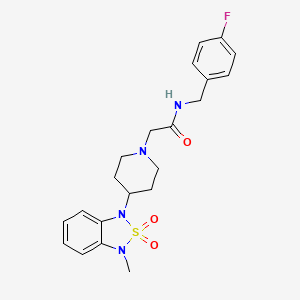 molecular formula C21H25FN4O3S B2437847 N-(4-fluorobenzyl)-2-(4-(3-methyl-2,2-dioxidobenzo[c][1,2,5]thiadiazol-1(3H)-yl)piperidin-1-yl)acetamide CAS No. 2034373-13-0