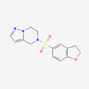 molecular formula C14H15N3O3S B2437857 5-((2,3-二氢苯并呋喃-5-基)磺酰基)-4,5,6,7-四氢吡唑并[1,5-a]吡嗪 CAS No. 2034265-66-0