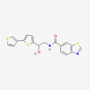 molecular formula C18H14N2O2S3 B2437863 N-(2-([2,3'-bithiophen]-5-yl)-2-hydroxyethyl)benzo[d]thiazole-6-carboxamide CAS No. 2177449-95-3