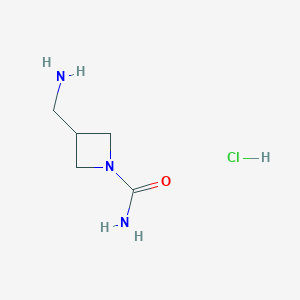 molecular formula C5H12ClN3O B2437865 3-(氨甲基)氮杂环丁烷-1-羧酰胺；盐酸盐 CAS No. 2377031-34-8