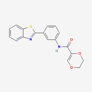 N-(3-(benzo[d]thiazol-2-yl)phenyl)-5,6-dihydro-1,4-dioxine-2-carboxamide