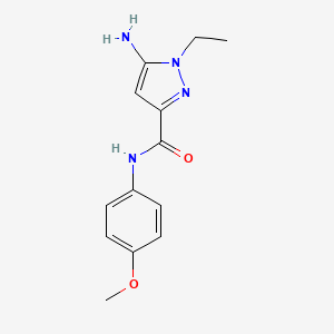 molecular formula C13H16N4O2 B2437869 5-amino-1-ethyl-N-(4-methoxyphenyl)-1H-pyrazole-3-carboxamide CAS No. 1856092-93-7