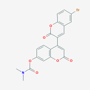 molecular formula C21H14BrNO6 B2437872 6-溴-2,2'-二氧代-2H,2'H-[3,4'-联二色烯]-7'-基二甲基氨基甲酸酯 CAS No. 869078-97-7