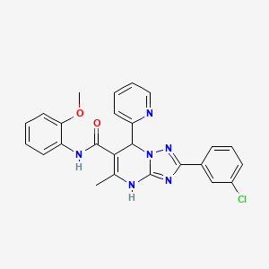molecular formula C25H21ClN6O2 B2437885 2-(3-chlorophenyl)-N-(2-methoxyphenyl)-5-methyl-7-(pyridin-2-yl)-4H,7H-[1,2,4]triazolo[1,5-a]pyrimidine-6-carboxamide CAS No. 539834-48-5