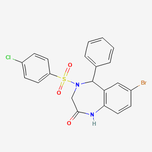 molecular formula C21H16BrClN2O3S B2437892 7-bromo-4-(4-chlorophenyl)sulfonyl-5-phenyl-3,5-dihydro-1H-1,4-benzodiazepin-2-one CAS No. 867042-56-6