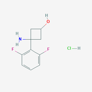 molecular formula C10H12ClF2NO B2437894 3-氨基-3-(2,6-二氟苯基)环丁烷-1-醇；盐酸盐 CAS No. 2418714-08-4