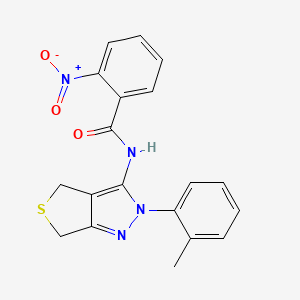 molecular formula C19H16N4O3S B2437896 N-[2-(2-methylphenyl)-4,6-dihydrothieno[3,4-c]pyrazol-3-yl]-2-nitrobenzamide CAS No. 396720-52-8