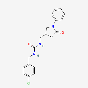 molecular formula C19H20ClN3O2 B2437911 1-(4-Chlorobenzyl)-3-((5-oxo-1-phenylpyrrolidin-3-yl)methyl)urea CAS No. 954695-80-8