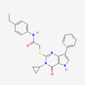 molecular formula C25H24N4O2S B2437914 2-((3-环丙基-4-氧代-7-苯基-4,5-二氢-3H-吡咯并[3,2-d]嘧啶-2-基)硫代)-N-(4-乙基苯基)乙酰胺 CAS No. 1260946-32-4