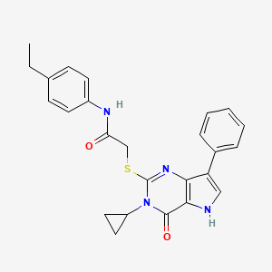 molecular formula C25H24N4O2S B2437914 2-((3-cyclopropyl-4-oxo-7-phenyl-4,5-dihydro-3H-pyrrolo[3,2-d]pyrimidin-2-yl)thio)-N-(4-ethylphenyl)acetamide CAS No. 1260946-32-4