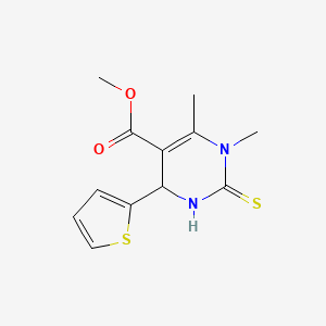 molecular formula C12H14N2O2S2 B2437923 Methyl 3,4-dimethyl-2-sulfanylidene-6-thiophen-2-yl-1,6-dihydropyrimidine-5-carboxylate CAS No. 537002-66-7