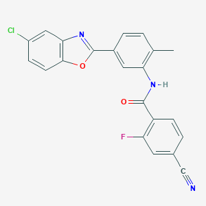 molecular formula C22H13ClFN3O2 B243793 N-[5-(5-chloro-1,3-benzoxazol-2-yl)-2-methylphenyl]-4-cyano-2-fluorobenzamide 
