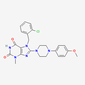 molecular formula C24H25ClN6O3 B2437933 7-(2-chlorobenzyl)-8-(4-(4-methoxyphenyl)piperazin-1-yl)-3-methyl-1H-purine-2,6(3H,7H)-dione CAS No. 476481-81-9