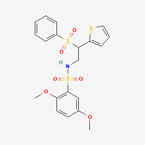 molecular formula C20H21NO6S3 B2437934 2,5-二甲氧基-N-[2-(苯磺酰基)-2-(2-噻吩基)乙基]苯磺酰胺 CAS No. 896342-41-9