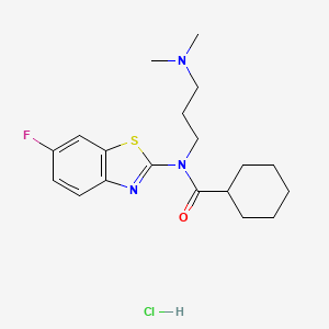 molecular formula C19H27ClFN3OS B2437946 N-(3-(dimethylamino)propyl)-N-(6-fluorobenzo[d]thiazol-2-yl)cyclohexanecarboxamide hydrochloride CAS No. 1215718-57-2