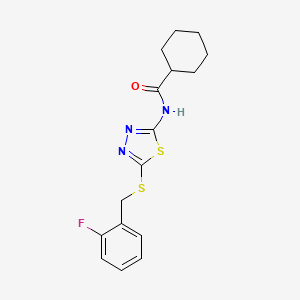 N-[5-[(2-fluorophenyl)methylsulfanyl]-1,3,4-thiadiazol-2-yl]cyclohexanecarboxamide