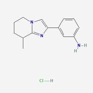 molecular formula C14H18ClN3 B2437958 3-(8-Methyl-5,6,7,8-tetrahydroimidazo[1,2-a]pyridin-2-yl)aniline hydrochloride CAS No. 2193067-35-3