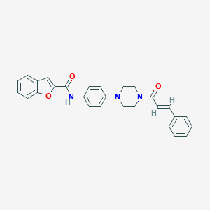 molecular formula C28H25N3O3 B243796 N-(4-{4-[(2E)-3-phenylprop-2-enoyl]piperazin-1-yl}phenyl)-1-benzofuran-2-carboxamide 